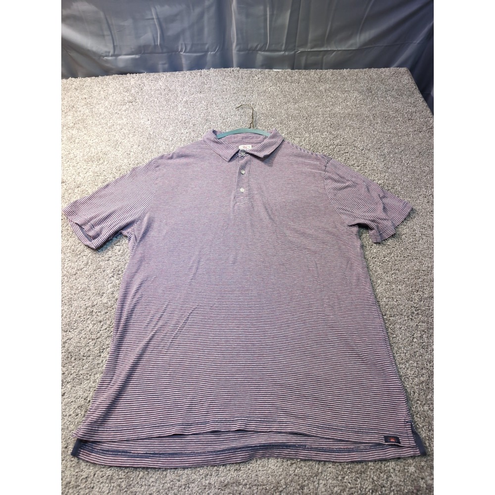 FAHERTY BRAND Mens XL Pink Blue Stripe Short Sleeve Polo Shirt‎